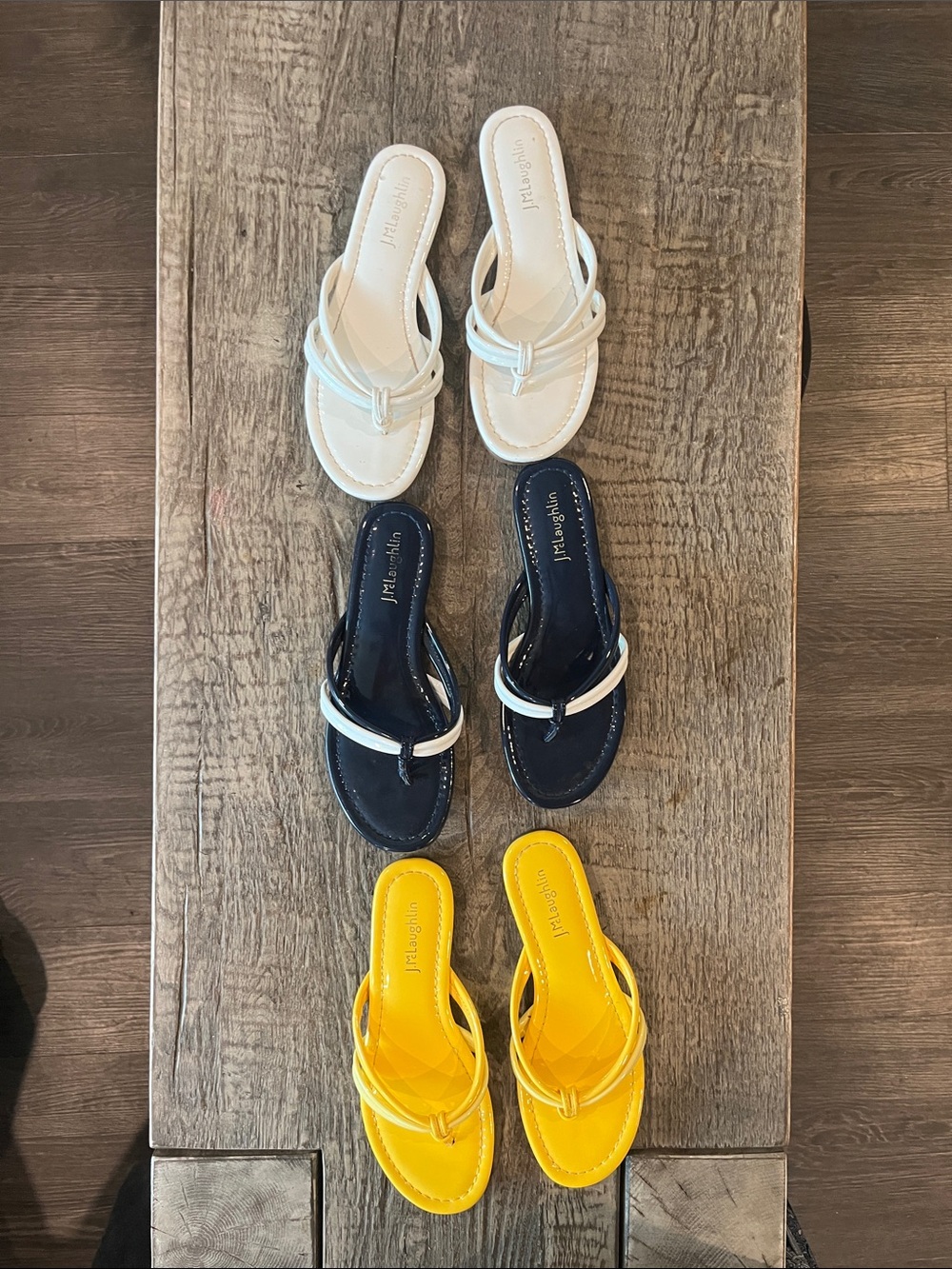 J. McLaughlin Kids Yellow, Navy & White Slide Sandals